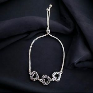 CW sterling silver triple heart bolo bracelet